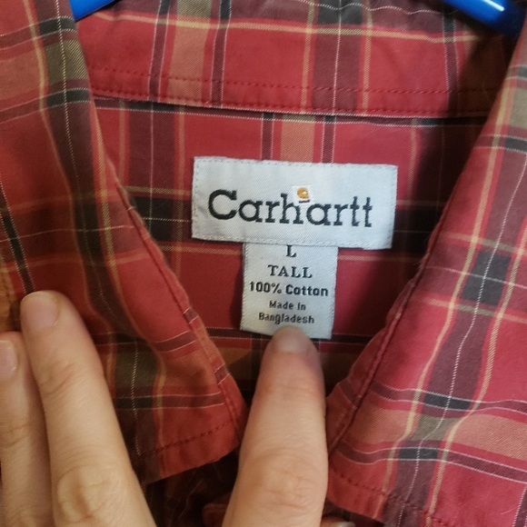 Sold-Carhartt Red Plaid button down L Tall - Picture 5 of 5